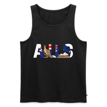 Australia - Men's Premium Organic Tank Top - black - Front - AI Model Male 178 light (178cm)
