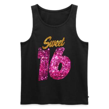 Sweet Sixteen cadeau pour fille 16e anniversaire - Débardeur bio Premium Homme - noir - Devant - AI Model Male 178 light (178cm)