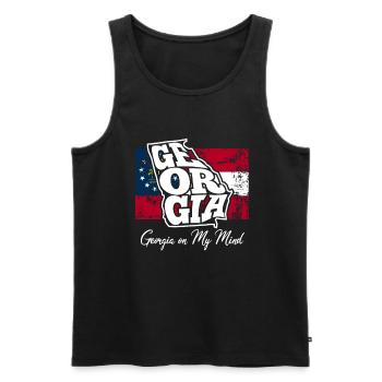 La Géorgie sur ma tête - slogan de GA - Débardeur bio Premium Homme - noir - Devant - Michal (187cm)