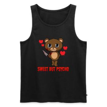 Sweet But Psycho Horror Bär Halloween Lustig - Männer Premium Bio Tank Top - Schwarz - Vorne - Michal (187cm)