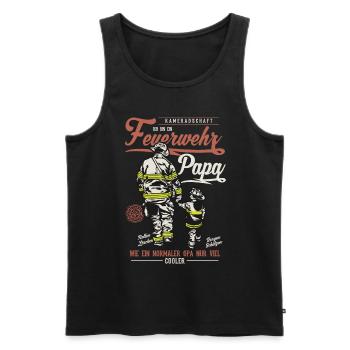 Firefighter dad saying firefighter gift - Men's Premium Organic Tank Top - black - Front - Michal (187cm)
