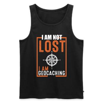 Geocache - Männer Premium Bio Tank Top - Schwarz - Vorne - AI Model Male 178 light (178cm)