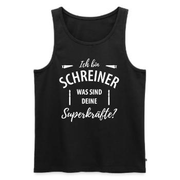 Ich bin Schreiner was sind deine Superkräfte? - Männer Premium Bio Tank Top - Schwarz - Vorne - Michal (187cm)