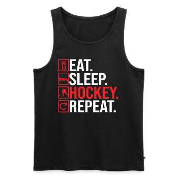 Eat Sleep Hockey Repeat Player Goalkeeper Ice Hock - Men's Premium Organic Tank Top - black - Front - AI Model Male 178 light (178cm)