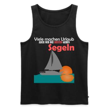 Segler Spruch, Sonnenuntergang hinterm Segel - Männer Premium Bio Tank Top - Schwarz - Vorne - Michal (187cm)
