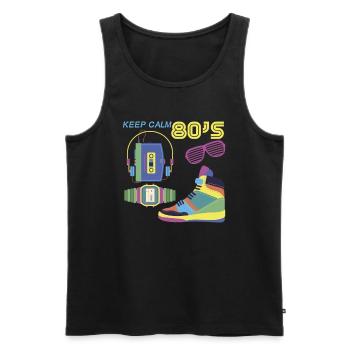 80er Jahre 80er Mode 80er Outfit 80er - Männer Premium Bio Tank Top - Schwarz - Vorne - AI Model Male 178 light (178cm)