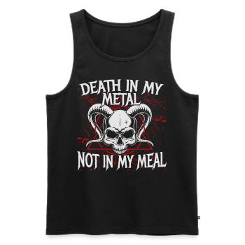 La mort dans mon métal pas dans mon repas - Débardeur bio Premium Homme - noir - Devant - AI Model Male 178 light (178cm)