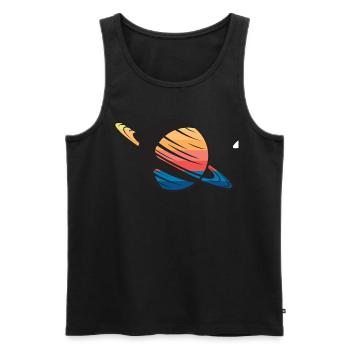 Planet Saturn Weltraum - Männer Premium Bio Tank Top - Schwarz - Vorne - AI Model Male 178 light (178cm)