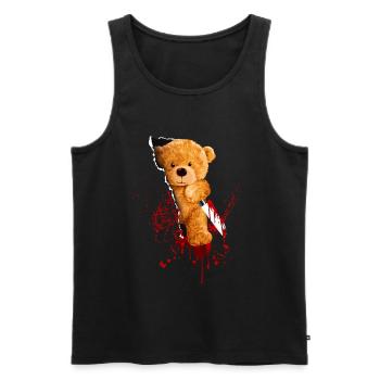 Ours en peluche d'horreur coupe la chemise avec un couteau - Débardeur bio Premium Homme - noir - Devant - Michal (187cm)