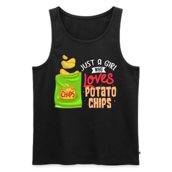 Chips Snack Chips de pommes de terre frites cannelées - Débardeur bio Premium Homme - noir - Devant - AI Model Male 178 light (178cm)