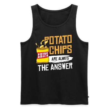Chips Snack Chips de pommes de terre frites cannelées - Débardeur bio Premium Homme - noir - Devant - AI Model Male 178 light (178cm)