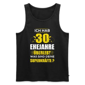 Ich hab 30 Jahre Ehe überlebt was sind deine - Männer Premium Bio Tank Top - Schwarz - Vorne - Michal (187cm)