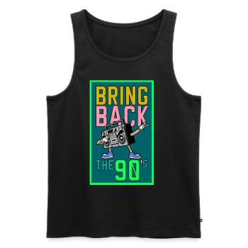 90s 90s costume 90s outfit 90s mode - Débardeur bio Premium Homme - noir - Devant - AI Model Male 178 light (178cm)