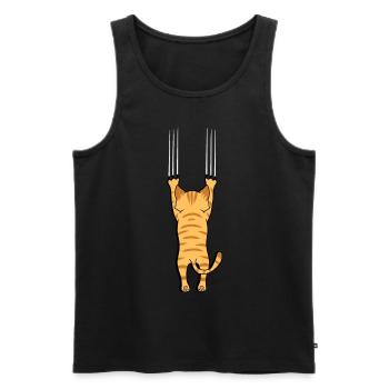 cat cats funny domestic cat wildcat child meow - Men's Premium Organic Tank Top - black - Front - AI Model Male 178 light (178cm)