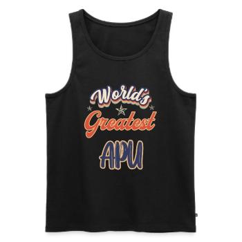 WORLDS GREATEST APU - Männer Premium Bio Tank Top - Schwarz - Vorne - AI Model Male 178 light (178cm)