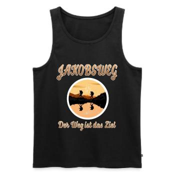 Jakobsweg der weg ist das ziel - Männer Premium Bio Tank Top - Schwarz - Vorne - Michal (187cm)