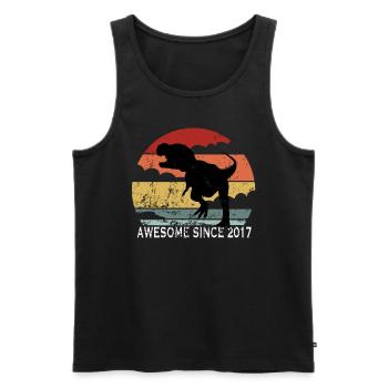 3ème anniversaire enfants année de naissance 2017 dinosaure - Débardeur bio Premium Homme - noir - Devant - Michal (187cm)