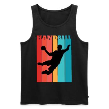 Handball-Spieler Retro Vintage - Männer Premium Bio Tank Top - Schwarz - Vorne - Michal (187cm)