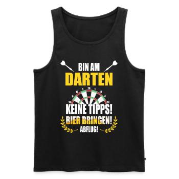 Dartshirt Herren T-Shirt für Dartspieler Darts - Männer Premium Bio Tank Top - Schwarz - Vorne - Michal (187cm)