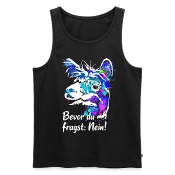 Alpaca Llama Colorful - Before you ask no - Men's Premium Organic Tank Top - black - Front - AI Model Male 178 light (178cm)