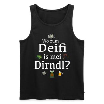 Lustiges Dirndl mundart Party Outfit - Männer Premium Bio Tank Top - Schwarz - Vorne - Michal (187cm)