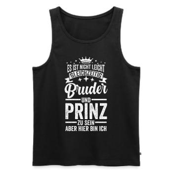 Bruder Geschwister Prinz Geschenk - Männer Premium Bio Tank Top - Schwarz - Vorne - Michal (187cm)
