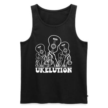 Ukelution Ukelulele Player Hawaiian Musician - Débardeur bio Premium Homme - noir - Devant - AI Model Male 178 light (178cm)