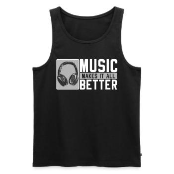 Musik Musiker Geschenke Musik Kopfhörher - Männer Premium Bio Tank Top - Schwarz - Vorne - Michal (187cm)
