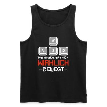 WASD Das Einzige was Mich Wirklich Bewegt - Männer Premium Bio Tank Top - Schwarz - Vorne - AI Model Male 178 light (178cm)