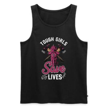 Tough Girls Save Lives Girl Firefighter Thin Red L - Männer Premium Bio Tank Top - Schwarz - Vorne - AI Model Male 178 light (178cm)