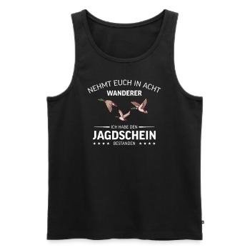 Jagdschein Jägerprüfung Jäger Jagd Hirsch Geschenk - Männer Premium Bio Tank Top - Schwarz - Vorne - Michal (187cm)