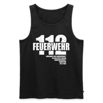 112 Feuerwehr Ehrenamt aus Leidenschaft 24/7/365 - Männer Premium Bio Tank Top - Schwarz - Vorne - Michal (187cm)