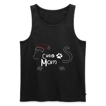 Tee-shirt chats rigolos chat mignon noël - Débardeur bio Premium Homme - noir - Devant - AI Model Male 178 light (178cm)