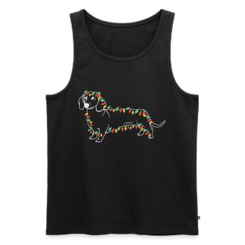 Dachshund Christmas funny dog - Men's Premium Organic Tank Top - black - Front - Michal (187cm)