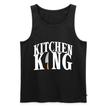 Koch König Chefkoch Gourmet Kochmütze Cuisine - Männer Premium Bio Tank Top - Schwarz - Vorne - AI Model Male 178 light (178cm)