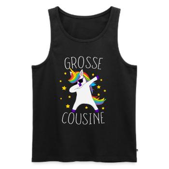 Große Cousine Einhorn - Männer Premium Bio Tank Top - Schwarz - Vorne - AI Model Male 178 light (178cm)