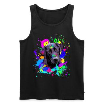 Doux chien labrador noir - Débardeur bio Premium Homme - noir - Devant - AI Model Male 178 light (178cm)