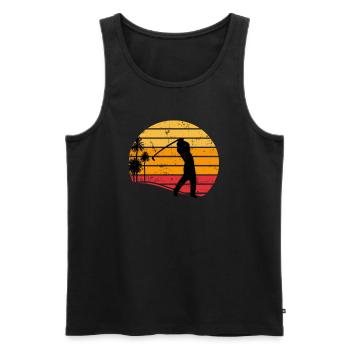Golfer Golf Vintage Gift Retro Distressed Look - Men's Premium Organic Tank Top - black - Front - AI Model Male 178 light (178cm)