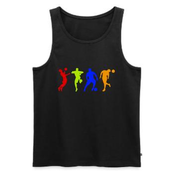 Football Footballer Silhouettes Playing Football - Men's Premium Organic Tank Top - black - Front - Michal (187cm)