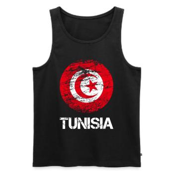 Funny Tunisian saying about Tunisia gift - Men's Premium Organic Tank Top - black - Front - AI Model Male 178 light (178cm)
