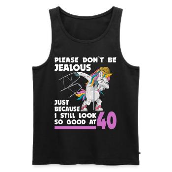40th birthday 40 years unicorn with rollator stick - Men's Premium Organic Tank Top - black - Front - AI Model Male 178 light (178cm)