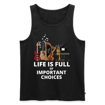 La vie musicale est pleine d’instruments - Débardeur bio Premium Homme - noir - Devant - Michal (187cm)