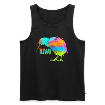 Kiwi Vogel Art - Kiwi art Nouvelle-Zélande Cadeau - Débardeur bio Premium Homme - noir - Devant - Michal (187cm)