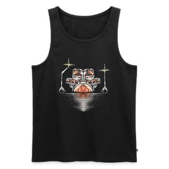 Drums Sunset - Band Drummer Sunset - Men's Premium Organic Tank Top - black - Front - AI Model Male 178 light (178cm)