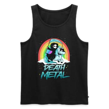 Death Metal Einhorn mit Tod als Reiter Regenbogen - Männer Premium Bio Tank Top - Schwarz - Vorne - AI Model Male 178 light (178cm)