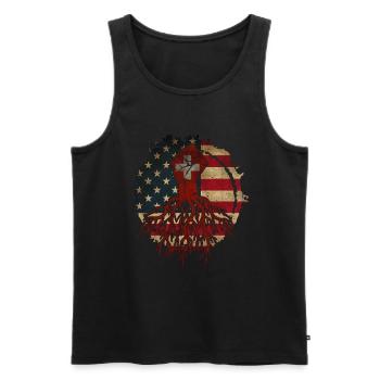 Switzerland America Patriot Flag Swiss - Men's Premium Organic Tank Top - black - Front - AI Model Male 178 light (178cm)