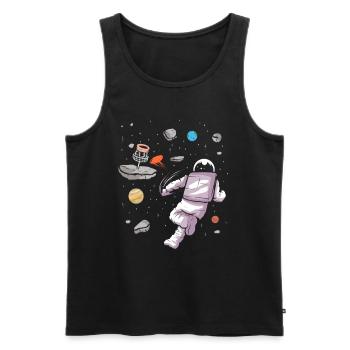 Astronaute de golf de disque dans la conception de golfeur de disque spatial - Débardeur bio Premium Homme - noir - Devant - AI Model Male 178 light (178cm)