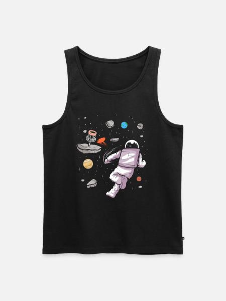 Disc Golf Astronaut im Weltall Disk Golfer Design - Ekologisk premium tanktopp herr - svart