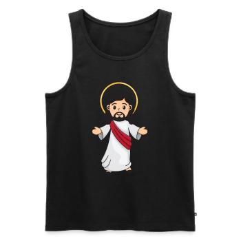 Jesus Christ - Men's Premium Organic Tank Top - black - Front - AI Model Male 178 light (178cm)