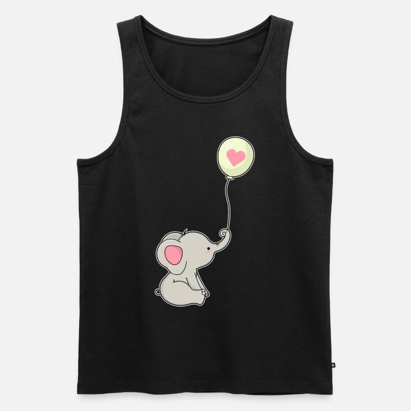 Elefant & Luftballon mit Herz - Männer Premium Bio Tank Top - Schwarz